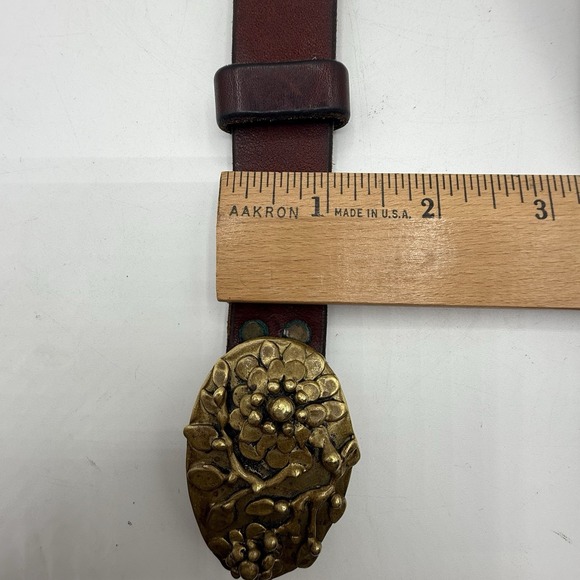 Stephen Burr Flowers Solid Brass MCM 70s Modern Signed/dated Vintage Belt Buckle - Picture 10 of 14